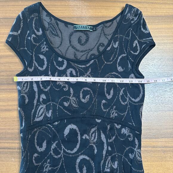 Peruvian Connection Empire Waist Pima Cotton Knit Sweater Midi Dress, size small - Picture 3 of 8